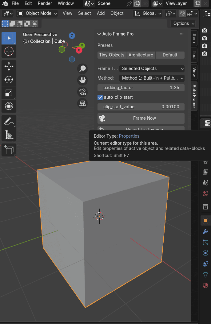 Auto Frame Pro viewport controls